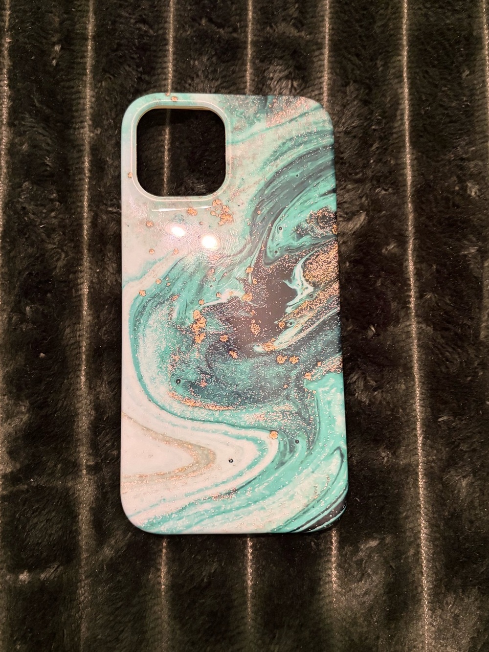 iPhone 12 Pro Max - Marble Swirl Teal & Gold Phone Case - Compatible iPhone